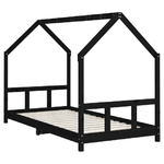 vidaXL Giroletto per Bambini Nero 90x200 cm in Legno Massello di Pino