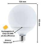 Lampadina led globo e27 18watt resa 108watt risparmio energetico 4500k pezzi 6