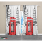 TENDA LONDRA inglese TELEPHONE cm.160X300 confezionata MADE in ITALY misto lino