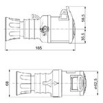 Presa mobile diritta industriale rossa 3p+n+t 16a trifase 380v ip44 gw62009h