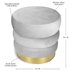 POUF Poggiapiedi Cilindro VELVET Trapuntato in Velluto Unito Petrolio