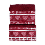 SET asciugamani con bordo tirolese CUORE ROSSO in puro cotone Made in Italy