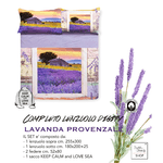 COMPLETO LENZUOLO COPRILETTO stampa DIGITALE COPRILETTO LAVANDA Provenzale Con sacco KEEP MATRIMONIALE 2 piazze