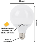 Lampadina led globo e27 12watt resa 70watt risparmio energetico 4500k pezzi 10