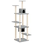 vidaXL Albero per Gatti con Tiragraffi in Sisal Grigio Chiaro 176 cm