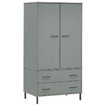 Armadio Gambe Metallo Grigio 90x55x172,5 cm Legno Massello OSLO