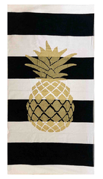 Telo-Mare-Fantasia-Righe-Golden-Ananas-90x165cm-Asciugamano-Spiaggia-100--Cotone