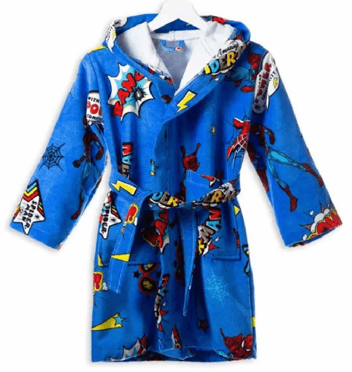 Caleffi-ACCAPPATOIO-BAMBINI-CON-CAPPUCCIO-SPIDERMAN-POWER-COTONE-6-8-Anni