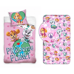 COMPLETO COPRIPIUMINO PAW PATROL BAMBINA COTONE LETTO SINGOLO 1 PIAZZA ROSA