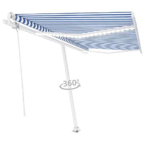 Tenda-Automatica-con-Sensore-Vento-e-LED-450x300-cm-Blu-Bianca