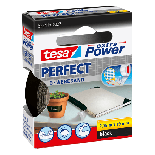 NASTRO-ADESIVO-TELATO-19MMX27MT-NERO-56341-XP-PERFECT