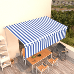 Tenda Sole Retrattile Automatica con Parasole 5x3m Blu Bianca