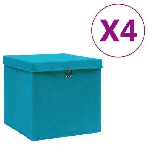 Contenitori con Coperchio 4 pz 28x28x28 cm Blu Baby