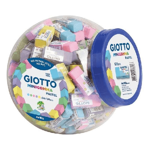 Giotto-Pastel-gomma-per-cancellare-Elastomero-Termoplastico--TPE--Verde-Giallo-Blu-Rosa-Viola-120-pz