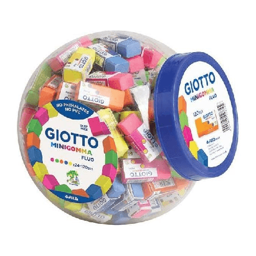 Giotto-Fluo-gomma-per-cancellare-Elastomero-Termoplastico--TPE--Blu-Fucsia-Verde-Arancione-Giallo-120-pz
