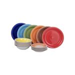 Set Tavola 18 Pezzi Kiklos Stoneware Dipinto A Mano Colori Assortiti