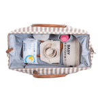 Childhome Mommy Bag Borsa Fasciatoio in Tela BEIGE RIGHE TERRACOTTA con Fasciatoio Cambio