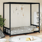 vidaXL Giroletto per Bambini Nero 90x200 cm in Legno Massello di Pino