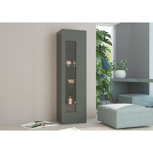 Dmora Vetrina Dizz, Credenza con anta a vetro, Mobile da soggiorno multiuso, 100% Made in Italy