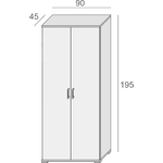 Dmora Armadio multiuso Dabalor, Mobile lineare a 2 Ante battenti
