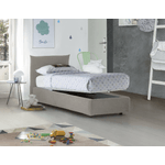 Talamo Italia Letto singolo Dbut, Letto contenitore con rivestimento in tessuto