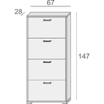 Dmora Scarpiera Dmarcat, Mobile multiuso da ingresso con 4 ante a ribalta