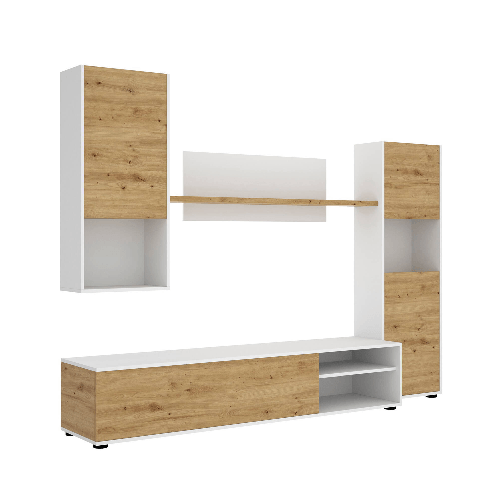Dmora Parete attrezzata Dzuell, Set da soggiorno porta TV, Mobile salotto multiuso, 220x41h180 cm
