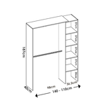 Dmora Guardaroba Dgolett, Struttura per cabina armadio, Mobile appendiabiti aperto, 140x40h187 cm