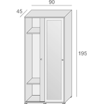 Dmora Guardaroba Dmontic, Armadio a 2 ante scorrevoli e specchio
