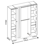 Dmora Guardaroba Dmanari, Struttura per cabina armadio, Mobile appendiabiti aperto, 180x50h205 cm