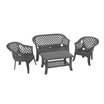 Dmora Set salotto da esterno Dante, Set da giardino con 2 poltrone, 1 panchina ed 1 tavolino