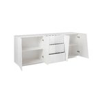 Dmora Credenza Dmicill, Madia da cucina a 4 ante e 3 cassetti, Buffet da soggiorno