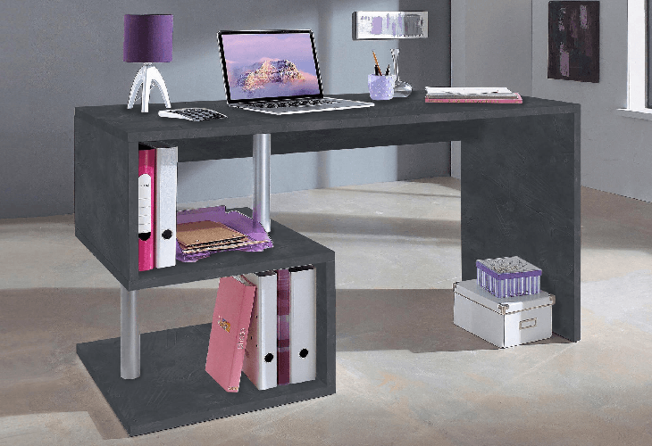 Dmora Scrivania Dmorisc, Scrittoio lineare porta PC, Tavolo multiuso per ufficio