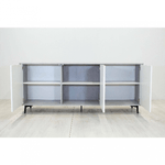 Dmora Credenza Ddemm, Mobile buffet a 3 ante e 1 ripiano regolabile, Madia elegante da soggiorno