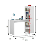 Dmora Scrivania Dacarte, Scrittoio multifunzione reversibile con libreria a 5 ripiani