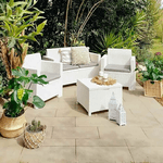 Dmora Set salotto da esterno Dmotto, Set da giardino con cuscini