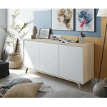 Dmora Credenza Dabello, Madia moderna a 3 ante e ripiani, Buffet da cucina