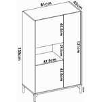 Dmora Credenza Damraba, Buffet alto da soggiorno, Madia moderna da salotto a 3 ante, 81x43h135 cm