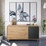 Dmora Credenza Dbog, Madia moderna a 2 ante e 3 cassetti, Buffet da soggiorno, Mobile porta TV