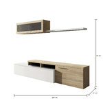 Dmora Parete attrezzata Dabarb, Mobile soggiorno porta TV, Composizione salotto reversibile