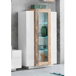 Dmora Vetrina Dfrutt, Credenza con tre ante, Mobile da soggiorno multiuso, 100% Made in Italy