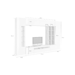 Dmora Parete attrezzata Dlazzar, Set salotto porta TV, Mobile soggiorno multiuso con luce LED