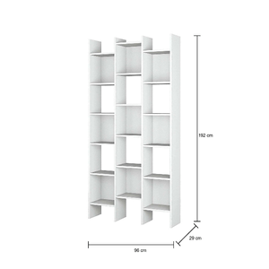 Dmora Libreria Dmanis, Mobile portalibri con 18 ripiani, Scaffale con scomparti quadrati