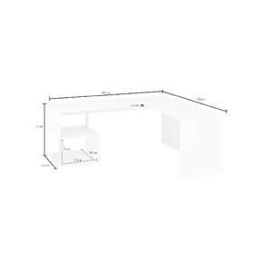 Dmora Scrivania Dmassaro, Scrittoio angolare porta PC, Tavolo multiuso per ufficio