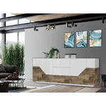 Dmora Credenza Dmazz, Madia da cucina a 4 ante e 3 cassetti, Buffet da soggiorno