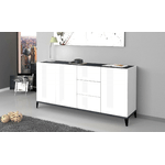 Dmora Credenza Dlong, Madia da cucina 3 ante e 3 cassetti, Buffet da soggiorno, 100% Made in Italy