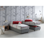 Talamo Italia Letto singolo Dabate, Letto contenitore con rivestimento in tessuto