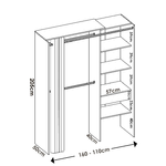 Dmora Guardaroba Dober, Struttura per cabina armadio, Mobile appendiabiti aperto, 160x50h205 cm