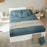 Dmora Testiera letto Doyon, Testata letto con 2 comodini, Set per camera da letto, 266x34h89 cm