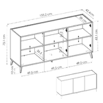 Dmora Credenza Dadop, Buffet da soggiorno, Madia moderna da salotto a 3 ante, 155x43h75 cm